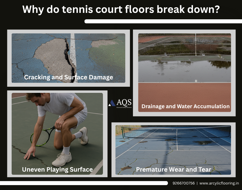 Why do tennis court floors break down
