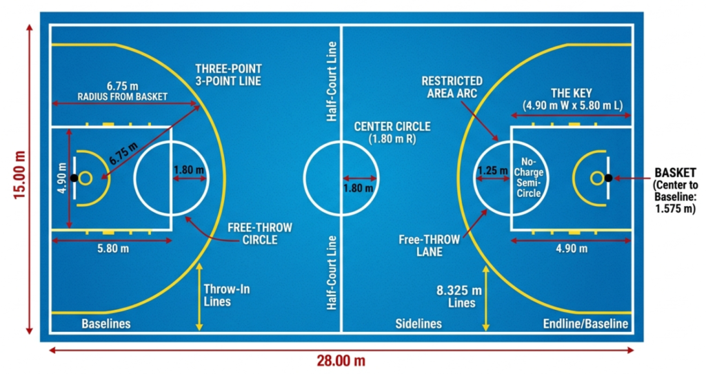 Basketball Court Size in Metres