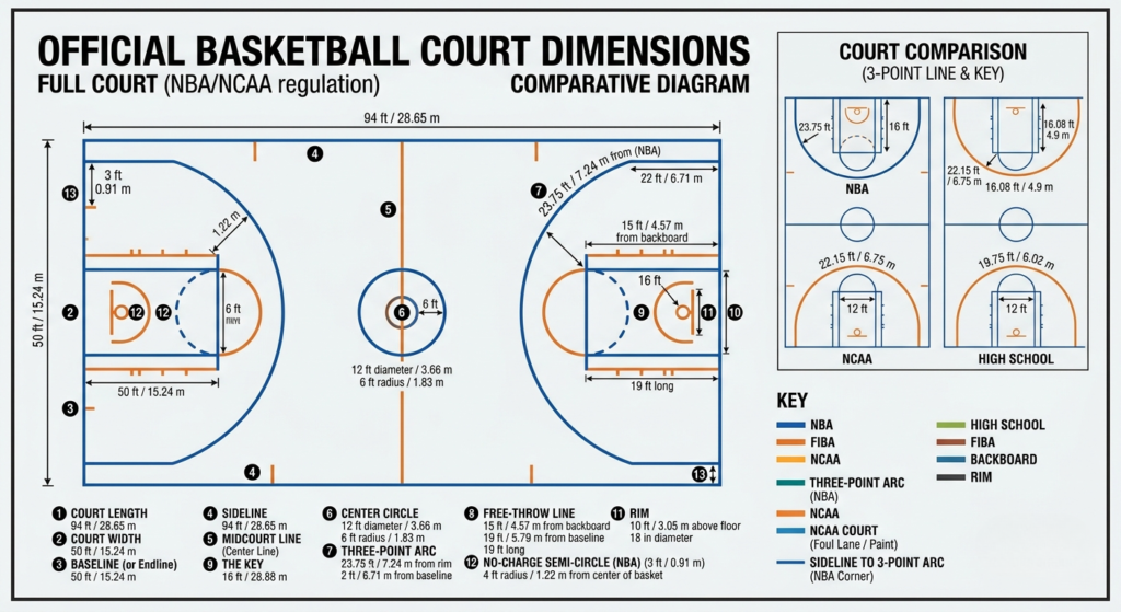 Basketball Court Size in Metres